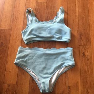 Two piece scalloped bathing suit